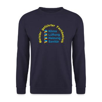 Klima Lüftung Heizung Sanitär - Meister - Unisex Pullover - Navy - Vorne - Alina (178cm) & Michal (187cm)