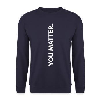 040 // YOU MATTER - Unisex Pullover - Navy - Vorne - Alina (178cm) & Michal (187cm)