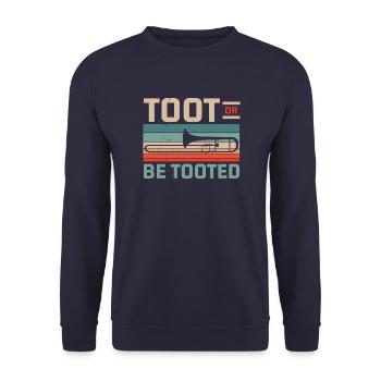 Toot Or Be Tooted Posaunist Posaunist Posaunist - Unisex Pullover - Navy - Vorne - Alina (178cm) & Michal (187cm)