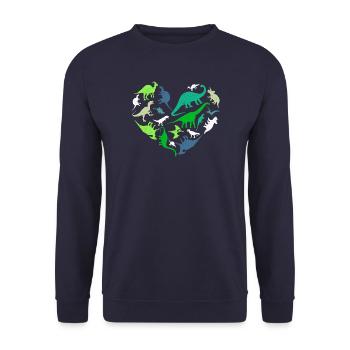 Dinosaurier Herz Zukunft Paläontologe Dinosaurier - Unisex Pullover - Navy - Vorne - Alina (178cm) & Michal (187cm)