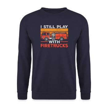 Brandbekämpfung Feuerwehrmann Feuerwehrmann Feuer - Unisex Pullover - Navy - Vorne - Alina (178cm) & Michal (187cm)