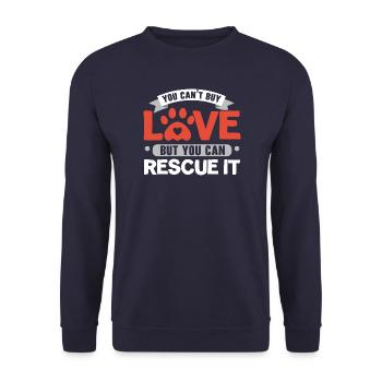 Liebe kann man nicht kaufen, aber man kann sie ret - Unisex Pullover - Navy - Vorne - Alina (178cm) & Michal (187cm)