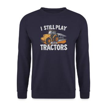 Ich spiele immer noch mit Traktoren Landwirt Landw - Unisex Pullover - Navy - Vorne - Alina (178cm) & Michal (187cm)