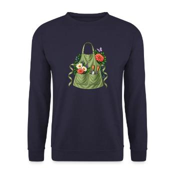 Gärtnerin Geschenkidee Gartenschürze Werkzeug - Unisex Pullover - Navy - Vorne - Alina (178cm) & Michal (187cm)