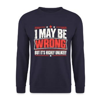 Ich könnte mich irren Slogan lustiges Meme-Zitat - Unisex Pullover - Navy - Vorne - Alina (178cm) & Michal (187cm)