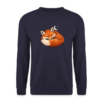 Schlafender Fuchs Mondtraum - Unisex Pullover - Navy - Vorne - Alina (178cm) & Michal (187cm)
