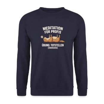 Murmeltier Meditation - Unisex Pullover - Navy - Vorne - Alina (178cm) & Michal (187cm)