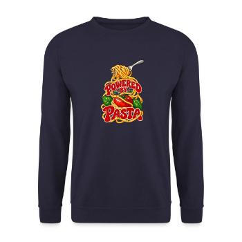 Powered by Pasta: Italienisches Essen - Unisex Pullover - Navy - Vorne - Alina (178cm) & Michal (187cm)