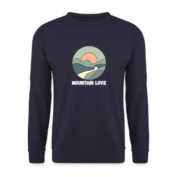 Sonnenpfad über Berglandschaft - Unisex Pullover - Navy - Vorne - Alina (178cm) & Michal (187cm)