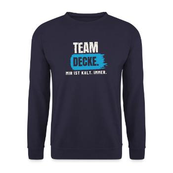 Team Decke – mir ist kalt - Unisex Pullover - Navy - Vorne - Alina (178cm) & Michal (187cm)