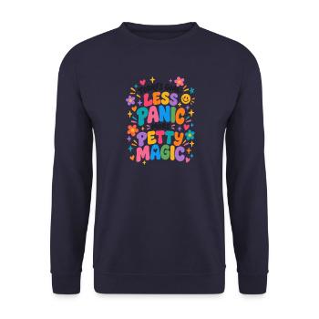 Weniger Panik, Mehr Magic Farben - Unisex Pullover - Navy - Vorne - Alina (178cm) & Michal (187cm)
