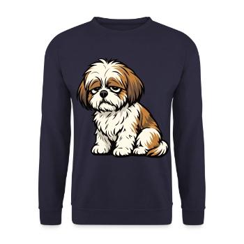 Shih tzu Shih tzus Shih tzu Besitzer Shih tzu fan - Unisex Pullover - Navy - Vorne - Alina (178cm) & Michal (187cm)