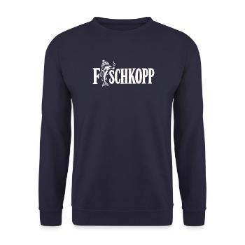 Fischkopp - Fisch - Nordsee - Ostsee - Spruch - Unisex Pullover - Navy - Vorne - Alina (178cm) & Michal (187cm)