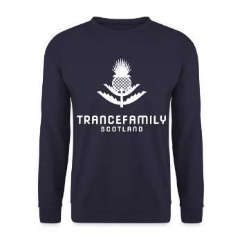 TranceFamily Scotland - Thistle Trance - Unisex Pullover - Navy - Vorne - Alina (178cm) & Michal (187cm)