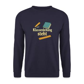 Geschenk für die erste eigene Klassenleitung - Unisex Pullover - Navy - Vorne - Alina (178cm) & Michal (187cm)