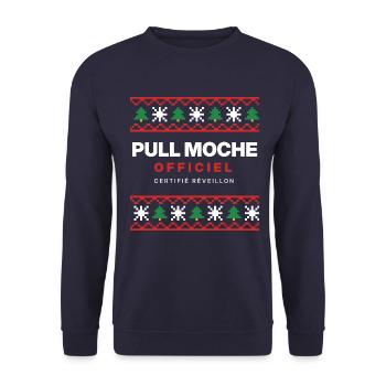 Hässlicher offizieller Weihnachtspullover – humorvoller Sweatshirt - Unisex Pullover - Navy - Vorne - Alina (178cm) & Michal (187cm)