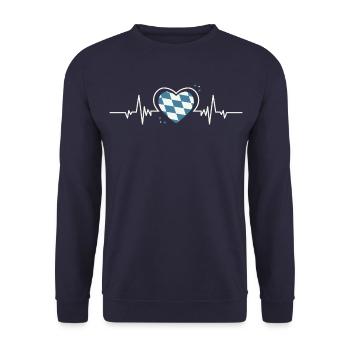 Bayern Herzschlag Rauten - Unisex Pullover - Navy - Vorne - Alina (178cm) & Michal (187cm)