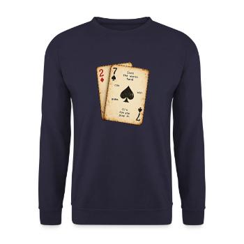 Poker Mindset – Schlechte Karten, starkes Spiel - Unisex Pullover - Navy - Vorne - Alina (178cm) & Michal (187cm)