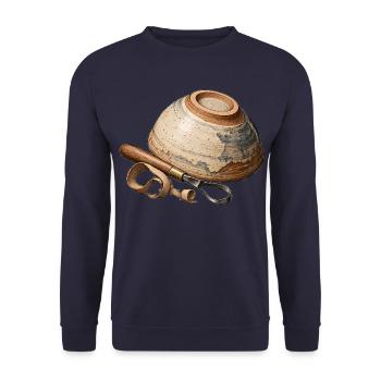 Fußring mit Charakter – Töpfern - Unisex Pullover - Navy - Vorne - Alina (178cm) & Michal (187cm)