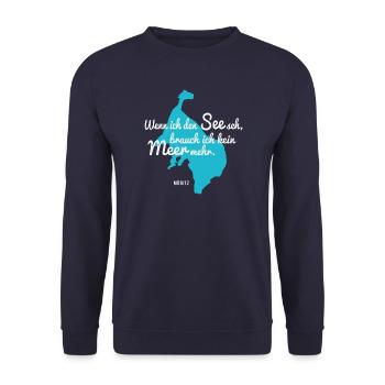 Müritz - Wenn ich den See seh - Unisex Pullover - Navy - Vorne - Alina (178cm) & Michal (187cm)