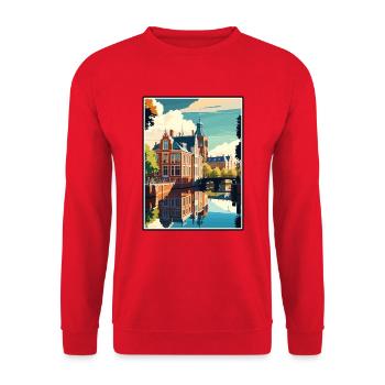 Leeuwarden Niederlande Vintage Reiseposter WPA - Unisex Pullover - Rot - Vorne - Alina (178cm) & Michal (187cm)