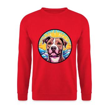 Staffordshire Bullterrier Staffy Hunderasse Cartoo - Unisex Pullover - Rot - Vorne - Alina (178cm) & Michal (187cm)