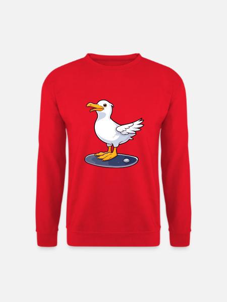 Lustige Möwe Kawaii Cartoon spielt Skateboard - Unisex Pullover - Rot