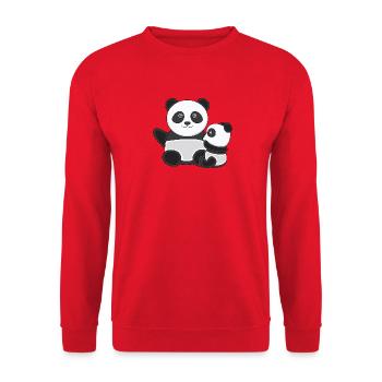 Pandas Pandabärchen Kuscheln Kuschelnde Kawaii Süß - Unisex Pullover - Rot - Vorne - Alina (178cm) & Michal (187cm)