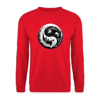 Yin und Yang Orca - Unisex Pullover - Rot - Vorne - Alina (178cm) & Michal (187cm)