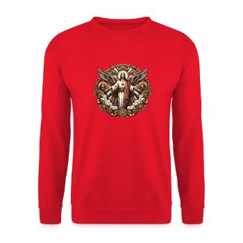 Jesus Christ Logo - Unisex Pullover - Rot - Vorne - Alina (178cm) & Michal (187cm)
