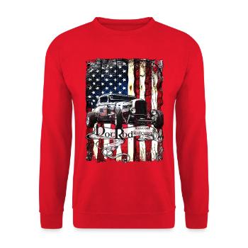 Hot Rod Flagge Americana - Unisex Pullover - Rot - Vorne - Alina (178cm) & Michal (187cm)