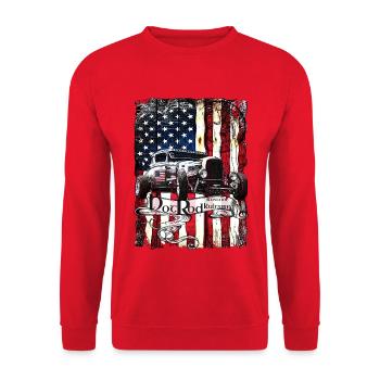 Hot Rod Flagge Americana - Unisex Pullover - Rot - Vorne - Alina (178cm) & Michal (187cm)