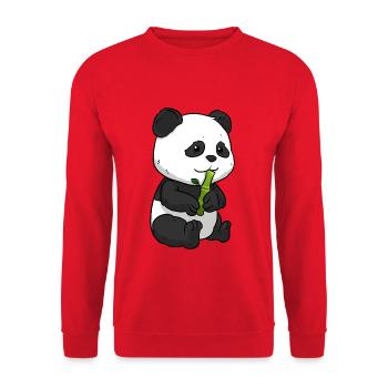 Panda Bambus Pandabär - Unisex Pullover - Rot - Vorne - Alina (178cm) & Michal (187cm)