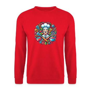 Chefkoch Logo - Unisex Pullover - Rot - Vorne - Alina (178cm) & Michal (187cm)