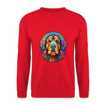 Tibetischer Mastiff Hunderasse Aquarell Illustration - Unisex Pullover - Rot - Vorne - Alina (178cm) & Michal (187cm)