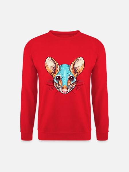 Elefant Spitzmaus Buntes Aquarell Cartoon Kawaii - Unisex Pullover - Rot