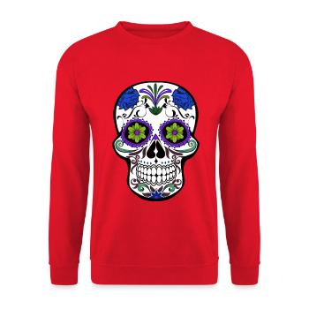 mexikanischer Schädel - Unisex Pullover - Rot - Vorne - Alina (178cm) & Michal (187cm)