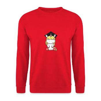 Bachelor Unicorn Graduation - Unisex Pullover - Rot - Vorne - Alina (178cm) & Michal (187cm)