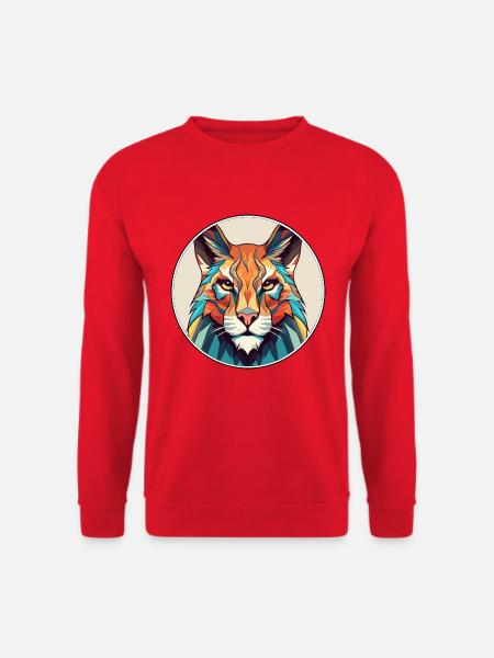 Luchs Buntes Cartoon-Kawaii-Tier - Unisex Pullover - Rot