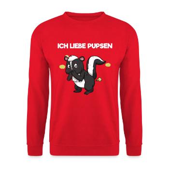 Ich Liebe Pupsen Stinktier Pups Furz Lustiges - Unisex Pullover - Rot - Vorne - Alina (178cm) & Michal (187cm)