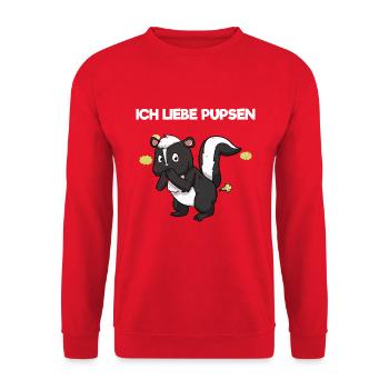 Ich Liebe Pupsen Stinktier Pups Furz Lustiges - Unisex Pullover - Rot - Vorne - Alina (178cm) & Michal (187cm)