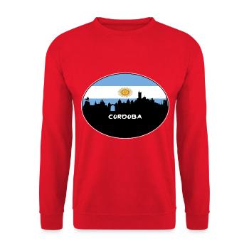 Cordoba Argentinien Flagge Skyline Silhouette Reisen - Unisex Pullover - Rot - Vorne - Alina (178cm) & Michal (187cm)