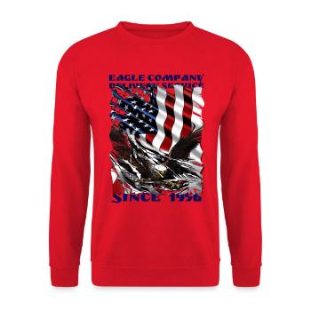 Adler über US-Flagge im Americana-Stil - Unisex Pullover - Rot - Vorne - Alina (178cm) & Michal (187cm)