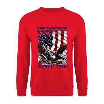 Adler über US-Flagge im Americana-Stil - Unisex Pullover - Rot - Vorne - Alina (178cm) & Michal (187cm)