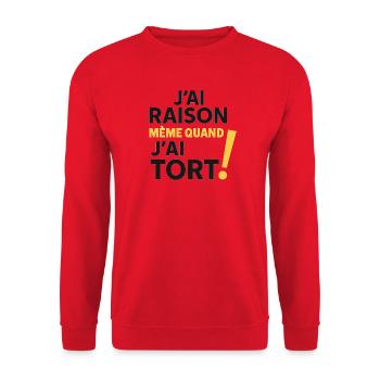 Ich habe Recht, auch wenn ich falsch liege! - Unisex Pullover - Rot - Vorne - Alina (178cm) & Michal (187cm)