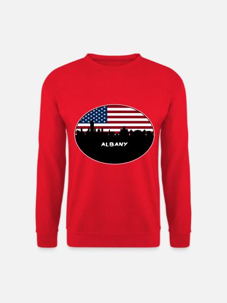 Albany New York USA Flagge Skyline Reisesouvenir - Unisex Pullover - Rot