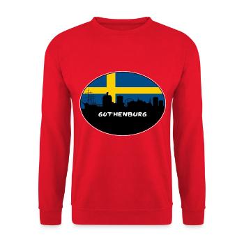 Göteborg Schweden Flagge Skyline Silhouette Reisen - Unisex Pullover - Rot - Vorne - Alina (178cm) & Michal (187cm)