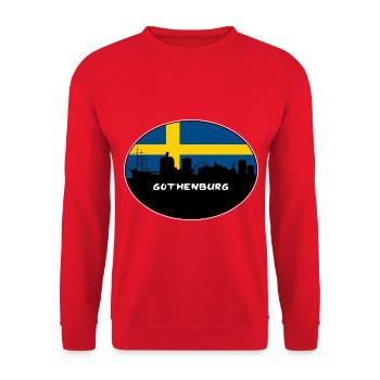 Göteborg Schweden Flagge Skyline Silhouette Reisen - Unisex Pullover - Rot - Vorne - Alina (178cm) & Michal (187cm)