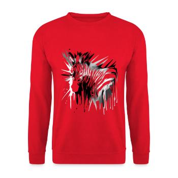 Zebra Schwarz Weiß Zebrastreifen - Unisex Pullover - Rot - Vorne - Alina (178cm) & Michal (187cm)