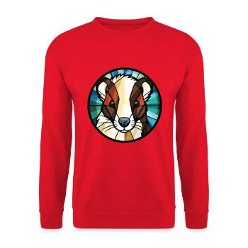Stinktier bunte Aquarell Tier Haustier Illustration - Unisex Pullover - Rot - Vorne - Alina (178cm) & Michal (187cm)